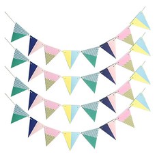 LivingDA 粉彩圖案三角拉旗 4入, 混合顏色