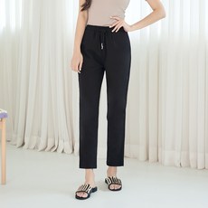 진마니아 여성용 통기성 허리스트링 밴딩 스판 린넨 배기 바지