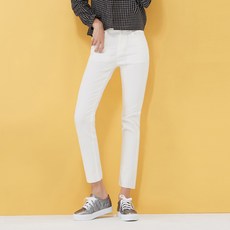 Jean Mania 女性彈力腰圍簡約下擺剪裁直筒牛仔褲 WJM-826