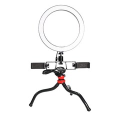 GUNU 개인방송 LED 링 라이트 평면 26cm + 360도 회전 브라켓 + 자유변형 문어발 삼각대 + 듀얼 브라켓 + 외부 핸드폰 그립 2p 세트, MMM LED STICK - 111, 1세트
