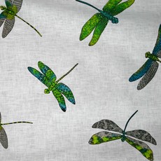 Nasan 麻印花面料 P1629-1, 白色的