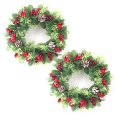 積木超市 人造花聖誕裝飾花環掛飾 38cm 2入, 混色