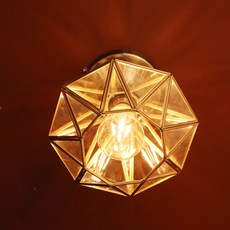 IG風彩繪玻璃玄關陽臺直付式感應燈, 金色