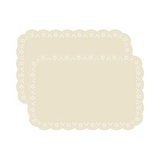 CLAIRANG 方形波浪蕾絲餐墊 2入, 2個, 米色