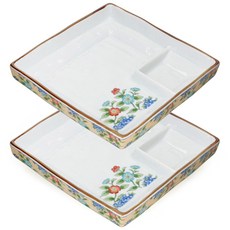 LeBENKUCHEN Aika生魚片壽司方形分隔板, 花叢, 2個