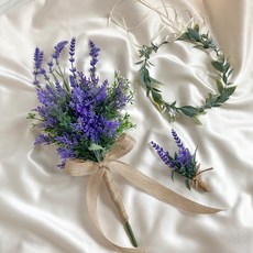 EI blanco 人造薰衣草花束+薰衣草花束+桉樹花冠組, 混合顏色
