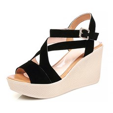 마켓A 여성용 크로스 웨지 샌들 힐