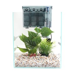 LEECOM 過濾玻璃魚缸+魚缸裝飾仿真植物造景石組, 混合顏色