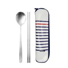 FINE SENSE 餐具組, 白色條紋, 湯匙+筷子+收納袋, 1組