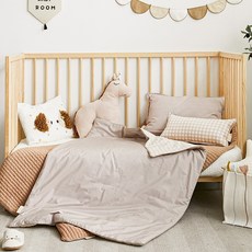 BEBE DECO 高密度棉質格紋午睡被組, 米色