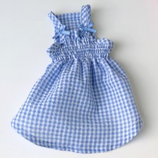 Baidamsumi 寵物格紋吊帶連身裙, 藍色