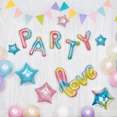 파티팡 홀로그램 LOVE PARTY 러브이벤트 홈파티세트, 혼합색상, 1세트