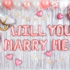 PartyPang WILL YOU MARRY ME 求婚家庭派對組合, 簡約玫瑰金, 1套