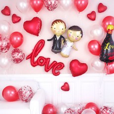 PartyPang 新郎新娘 XOXO 戀愛主題居家派對套組, 混合顏色, 1套