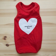 愛犬媽媽 Love 無袖 T恤, 紅色