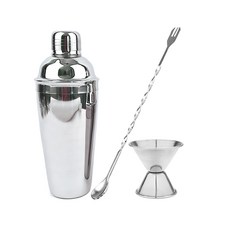 雞尾酒雪克杯 700ml + 量酒器 30 / 60ml + 吧匙套組, 單一顏色, 1套