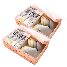 Market Pio 不織布內衣褲收納盒 17格 款式2, 2個, 杏色(款式2)