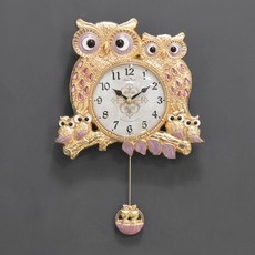 貓頭鷹造型擺鍾 kspz327 S號, 黃金