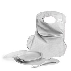 히어로빌리티 에코 플레이스매트 유아식기 세트, Mist Gray, 턱받이 커넥트 + 에코 플레이스매트 + 에코 베이비 플레이트 + 에코 피딩 스푼