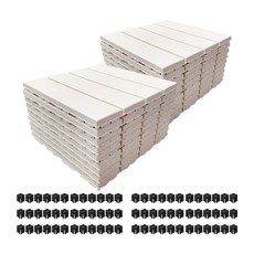 Oheim 藝術預製地板 18p+防滑墊 72p 套組, 地板（象牙白），墊子（黑色）, 1組