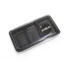 3格餐盒 GS-59-2 100入+謝謝貼紙 黑色 100入, 1組