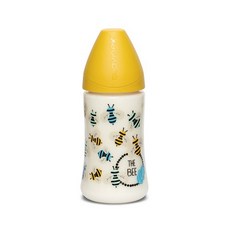 Swabinex Puppy Friends 系列寬頸矽膠奶瓶 270 毫升, Honey Bee Yellow, 第3階段(4個月以上), 270ml, 1個