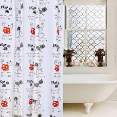 네이처안 행복한 고양이 샤워커튼, 1개