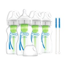 닥터브라운 옵션스 플러스 와이드넥 PP 젖병 270ml x 4p + 통기구 솔 2p 이코노미 세트, 1단계, 투명, 1개