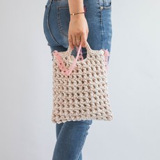 Yarna Bridge Mixmood 小型網袋編織DIY套組, 1套, 白象牙色(201) + 淡粉米色(204)