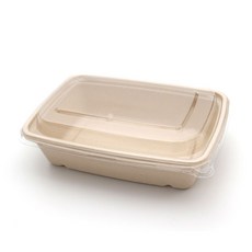 PACKAGE HERO 方形紙漿餐盒+蓋子 1000ml, 1入, 75個