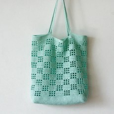 雅娜夏布利格子網袋針織DIY包+墊針, 1套, 淡色薄荷(110)