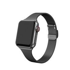 애플워치 호환 메쉬메탈슬림 밴드 42mm/44mm, 블랙, 1개