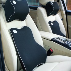 KINTON 車用基本款記憶棉頸枕腰靠墊套組, 黑色