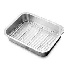 bella cuisine 不鏽鋼長方形托盤+過濾網組, 1套