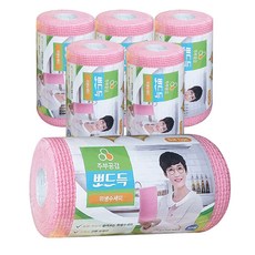 주부공감 뽀드득 롤 일회용 수세미 50p, 랜덤발송, 6개