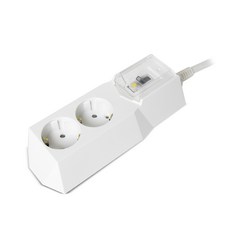 POWER ZONE 漏電保護 高容量 2孔延長線, 白色, 5m, 1條
