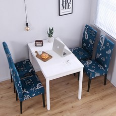 椅套 4入, 藍色花朵