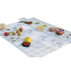 SPORTS FLOW 方便攜帶的格紋野餐墊, 藍色