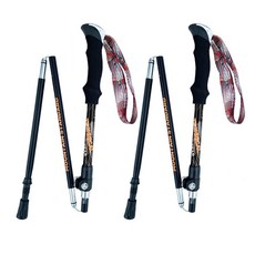 折疊式登山杖2入組, 黑色