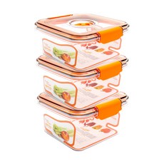 PUSH&PUSH BPA-free 耐熱真空保鮮盒, 1600ml*3, 3個