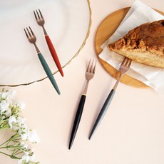 艾菲爾茶叉4件組, 橄欖綠 + 酒紅色 + 黑色 + 炭灰色, 4個