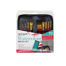 Mont Marte 蒙瑪特 水彩畫筆 11p + 畫筆盒套組, 4號、8號、10號、3/4號、2.54cm、3/4號、6號、4號、2號、0號, 1組