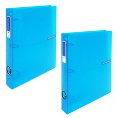 Eco Cheongun 透明彩色芯片 3 孔 D 環活頁夾 3cm A4, 藍色, 2入