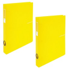 Eco Cheongun 透明彩色芯片 3 孔 D 環活頁夾 3cm A4, 黃色, 2入