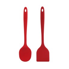 sillymann 鉑金矽膠廚具 2入組, 鍋鏟+拌炒匙, 酒紅色, 1組