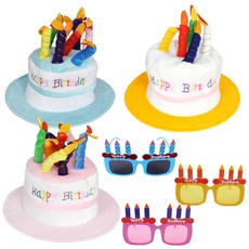 PARTYSHOW 蛋糕帽3款 + 眼鏡3款, 混合顏色, 1套