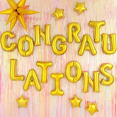 Star Curtain Congratulatory 祝賀派對裝飾套組, 金色 + 雷射橘色, 1套