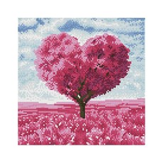 KMELLIE 3D 愛情樹 寶石十字繡 30 x 30 cm, 混合顏色