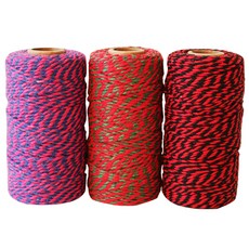 Dona&Deco Rio 麻繩包裝繩 3件組, 8號 紅藍 紅綠 紅黑, 90m