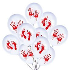 Eumes 萬聖節氣球 血手印和腳印 混合, 白色, 30個